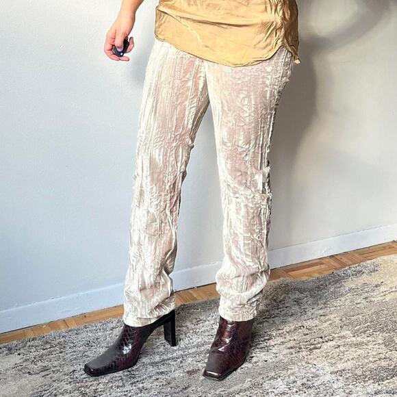 Deadstock 90s DKNY cream velvet pants - Picture 2 of 5